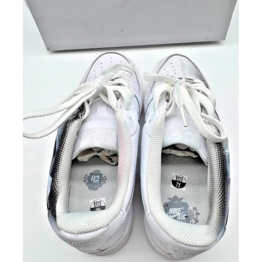 Nike Air Force 1 LE GS Custom Graffiti White Pink DH2920-111 Boys 7Y EU40